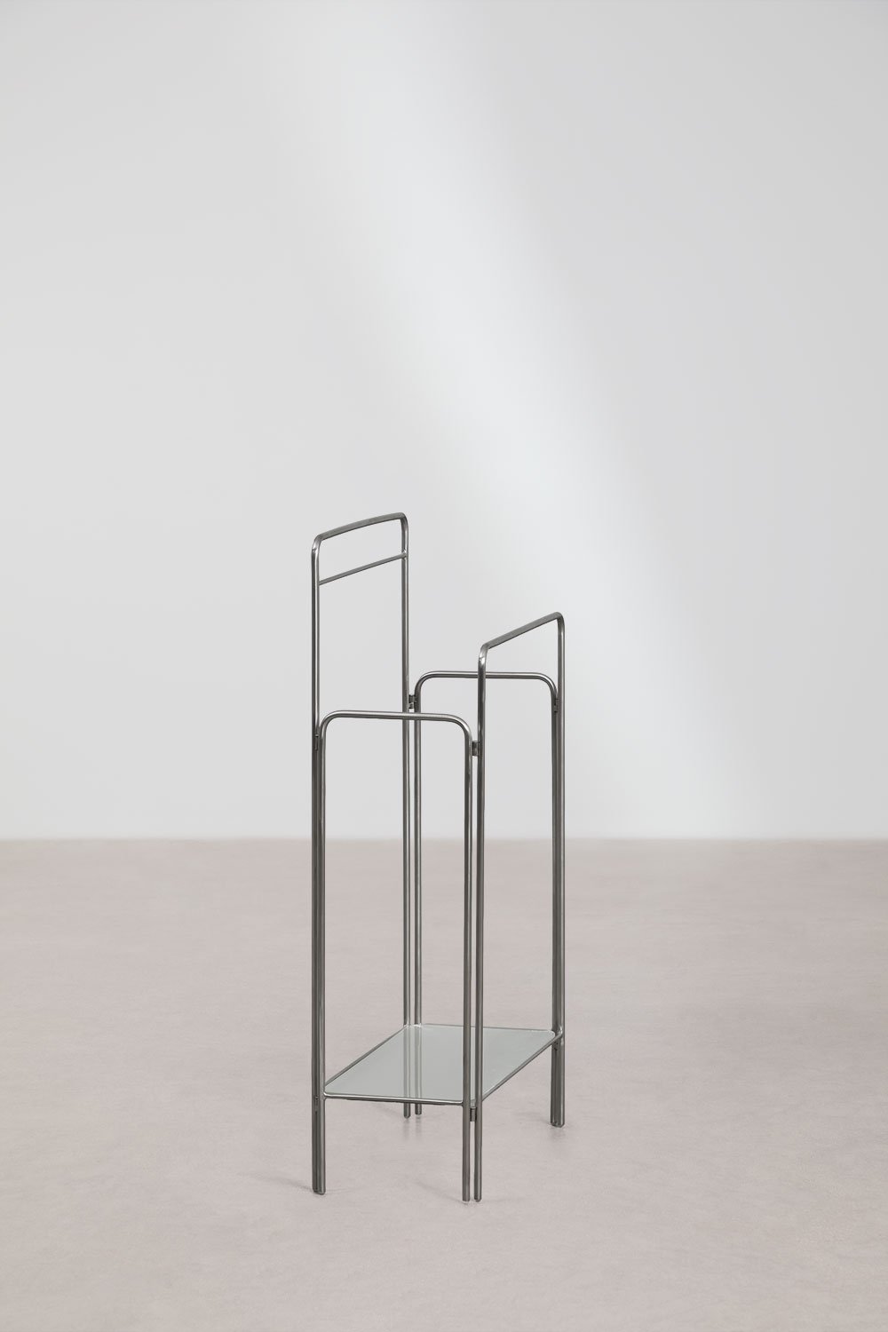 Toallero de pie con doble barra en acero inoxidable y vidrio Idunai , imagen de galer&iacute;a 4