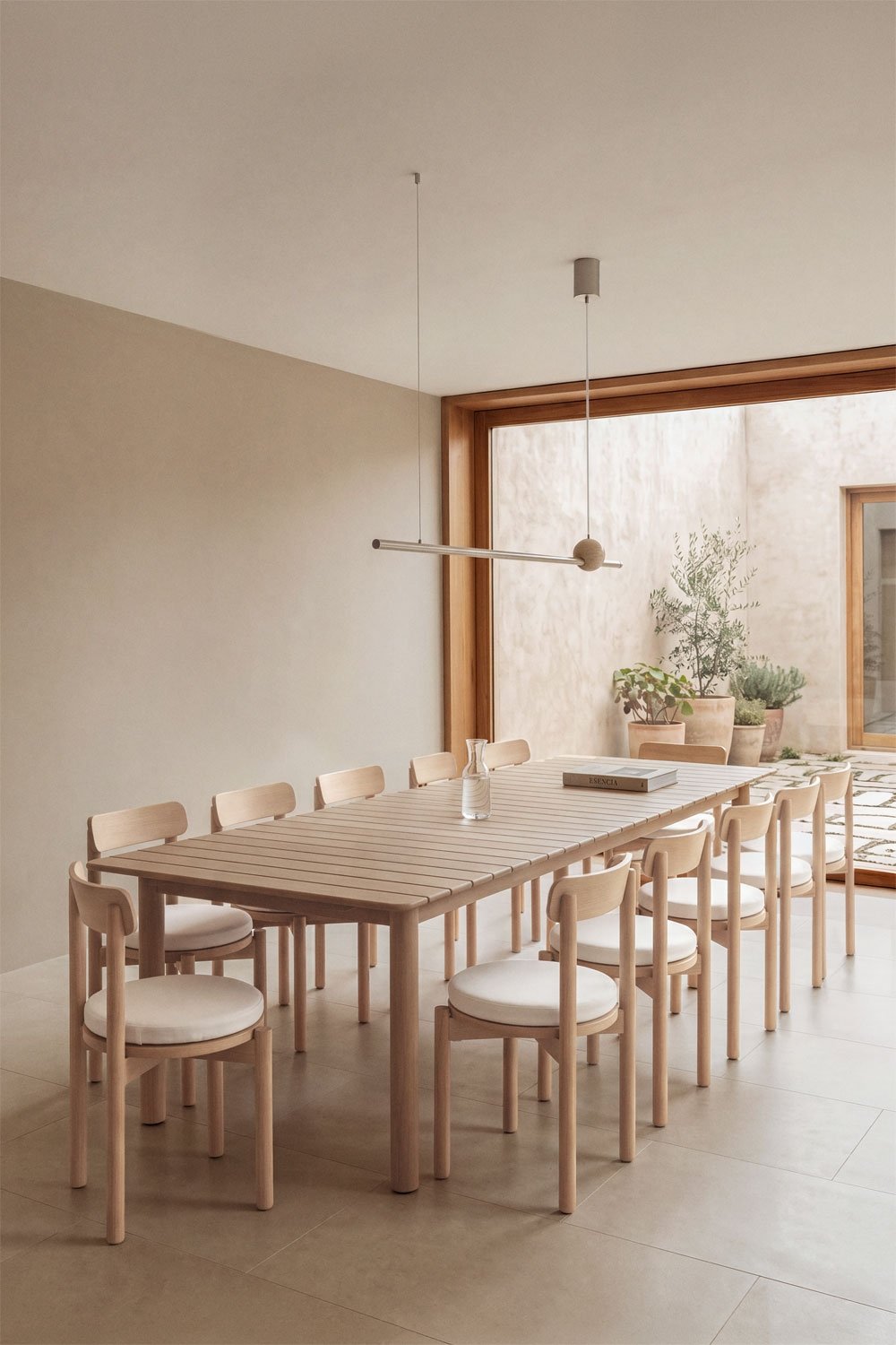 Mesa de comedor rectangular 250-310x105 cm extensible en madera de acacia Duala, imagen de galer&iacute;a 2