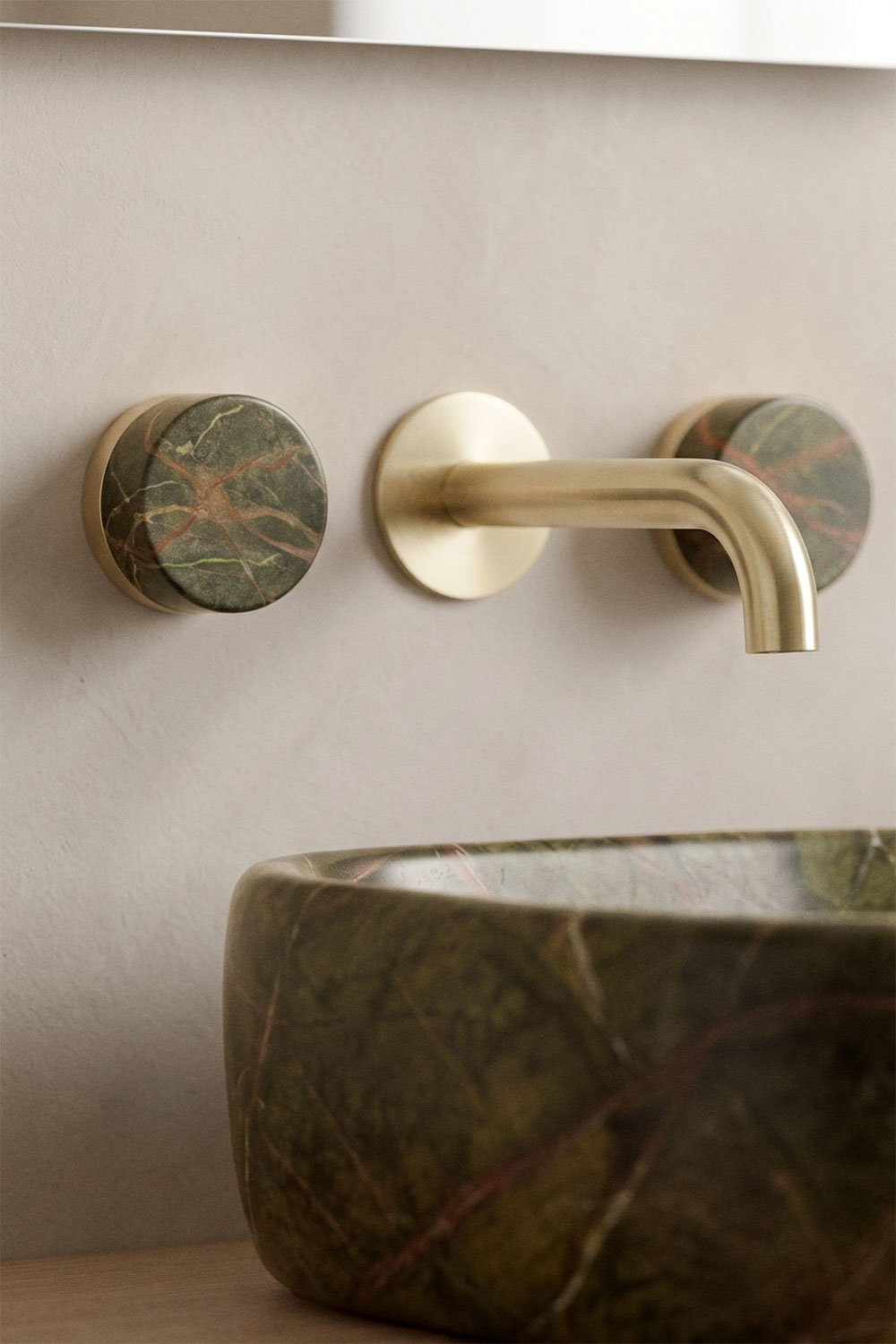 Set de grifo de lavabo empotrado en piedra natural Gilstoin y válvula de desagüe para lavabo tipo Click-Clack en latón Orveta, imagen de galer&iacute;a 2