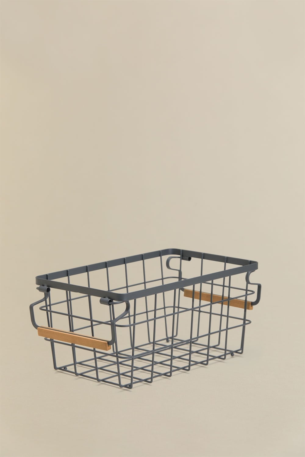 Cesta de almacenaje en hierro y madera de caucho Ainela, imagen de galer&iacute;a 3