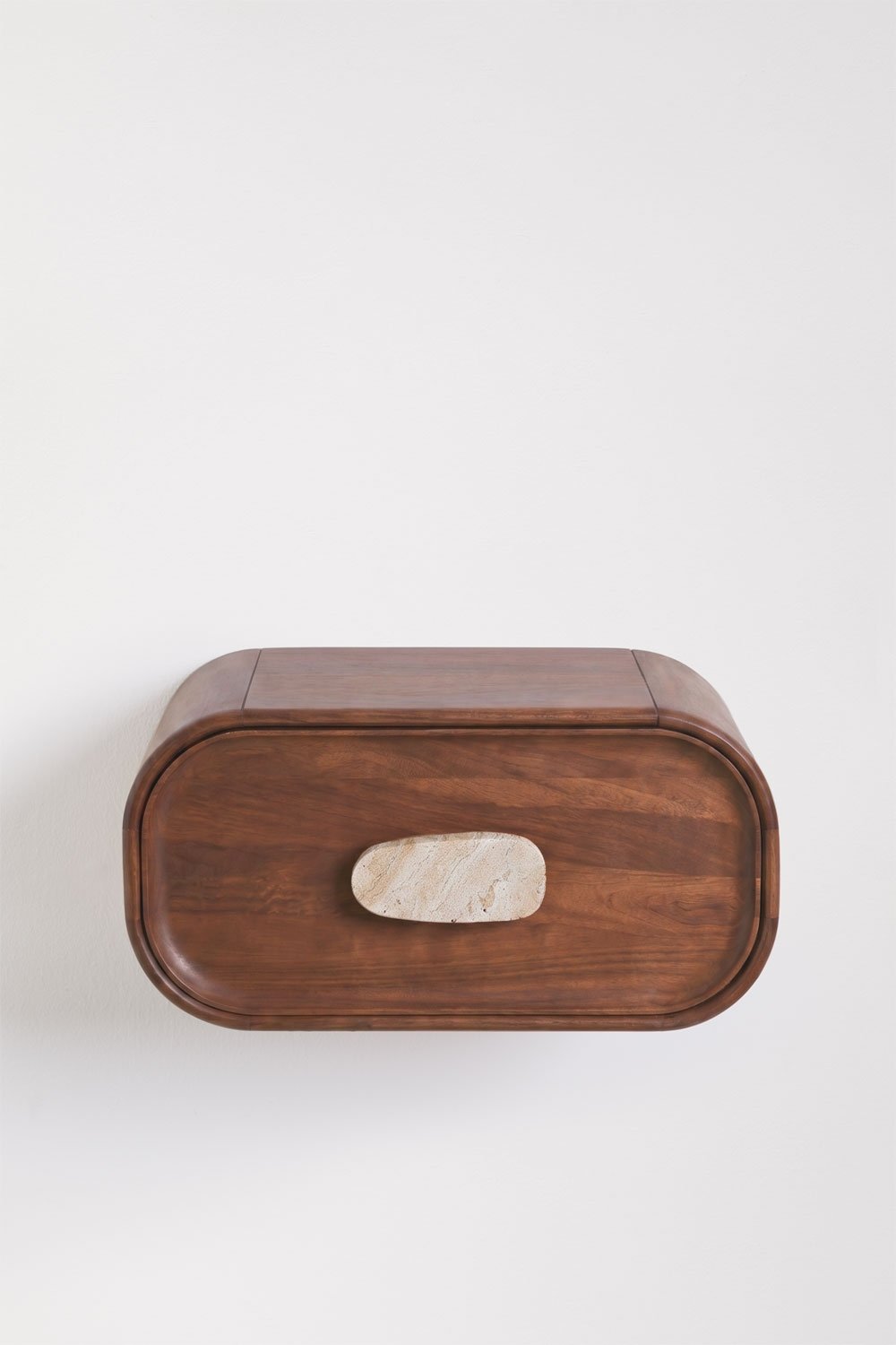 Pack de 2 mesitas de noche flotantes 50x35 cm en madera de mango y piedra natural Kivalina, imagen de galer&iacute;a 4