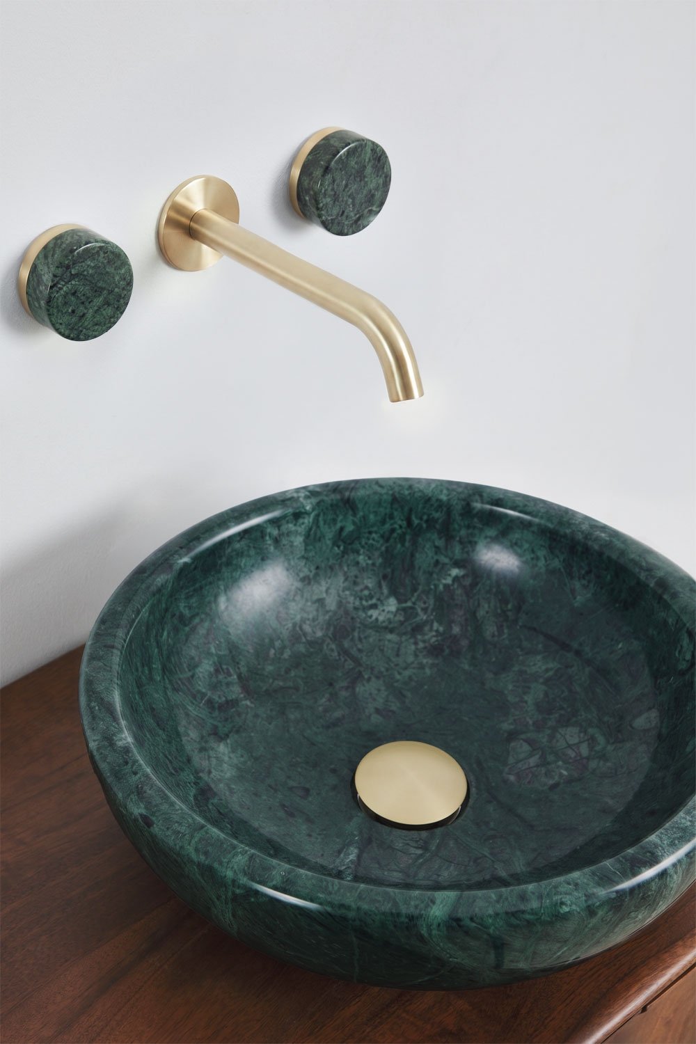 Conjunto de mueble de baño suspendido 95x45 cm en madera de mango y piedra natural Kivalina, imagen de galer&iacute;a 4