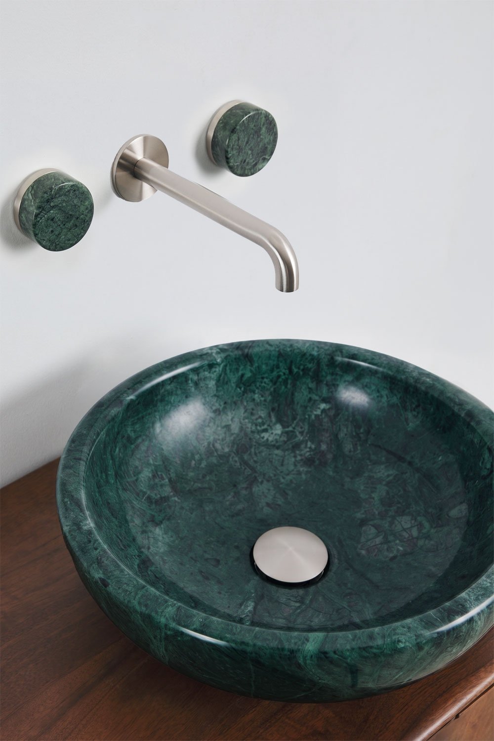 Conjunto de mueble de baño suspendido 95x45 cm en madera de mango y piedra natural Kivalina, imagen de galer&iacute;a 3