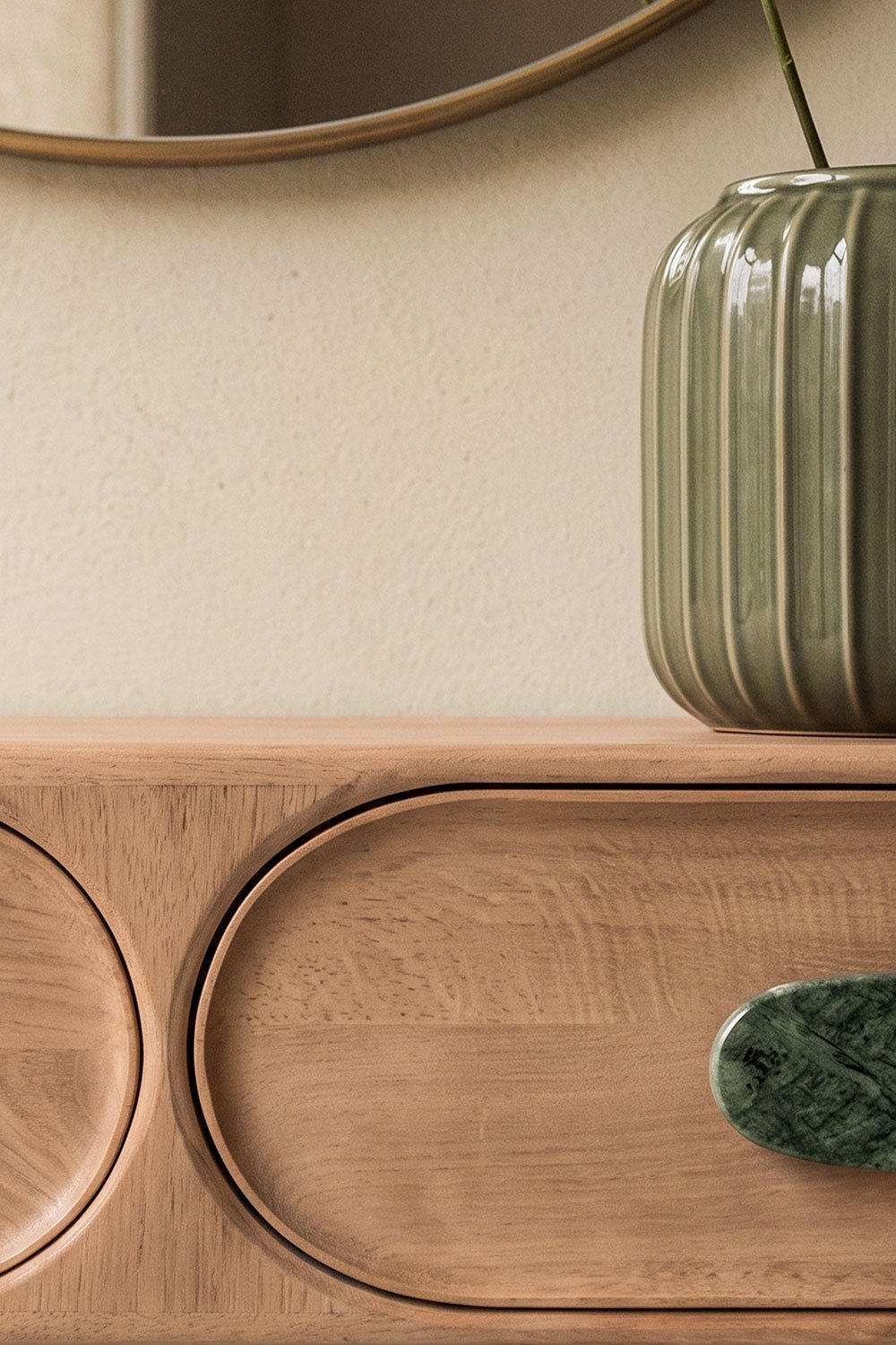 Consola recibidor de pared 100x40 cm en madera de mango y piedra natural Kivalina, imagen de galer&iacute;a 2