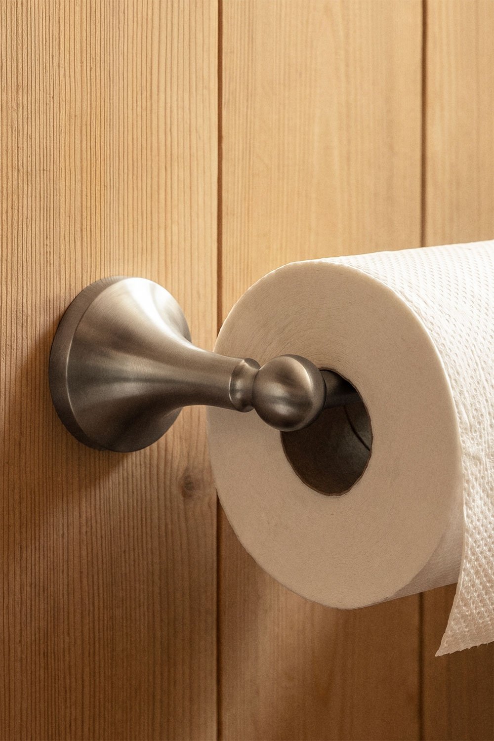 Portarrollos para baño en acero inoxidable gris cepillado Alejandra, imagen de galer&iacute;a 2