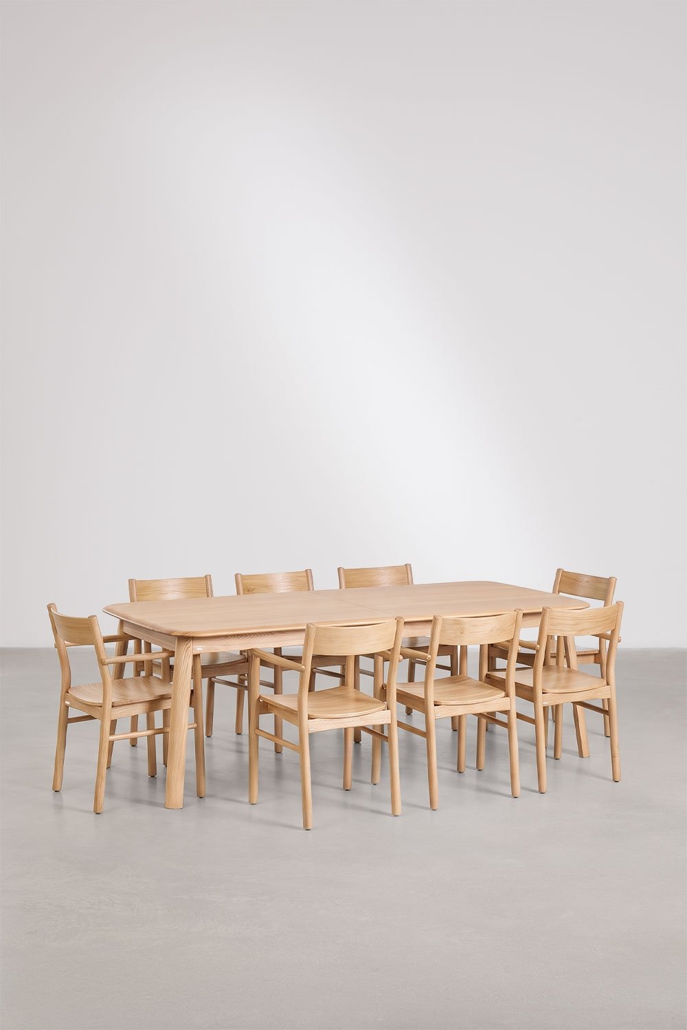 Set de mesa extensible 220-320x95 cm Treveris y 8 sillas de comedor en madera de roble Mara Signature, imagen de galer&iacute;a 3