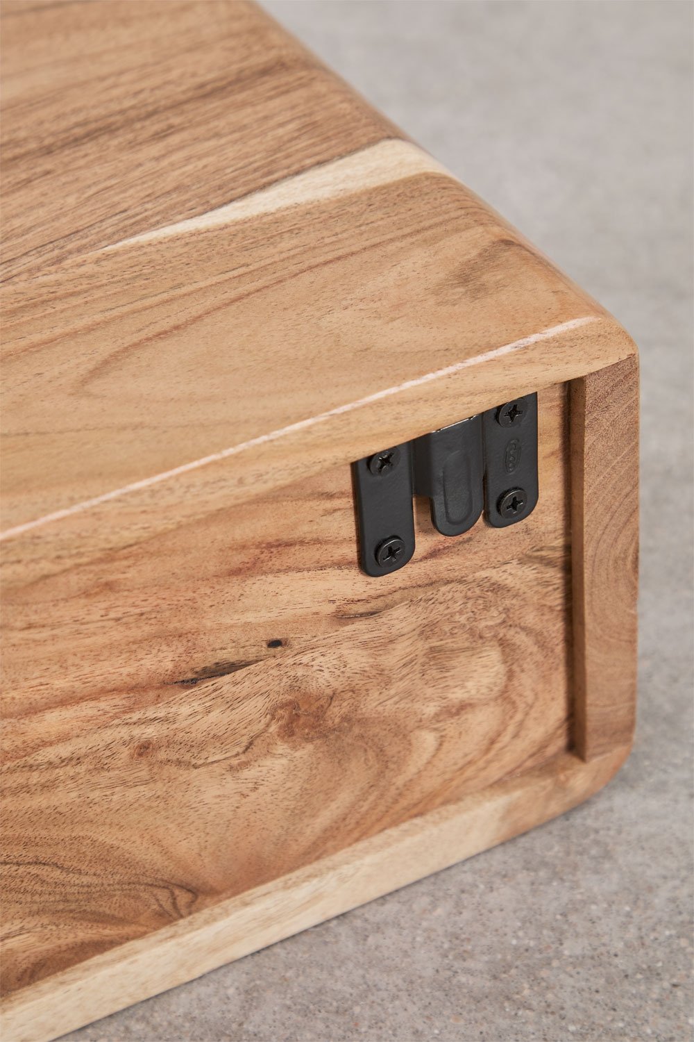 Mesita de noche flotante 40x30 cm en madera de acacia Nordilan, imagen de galer&iacute;a 7