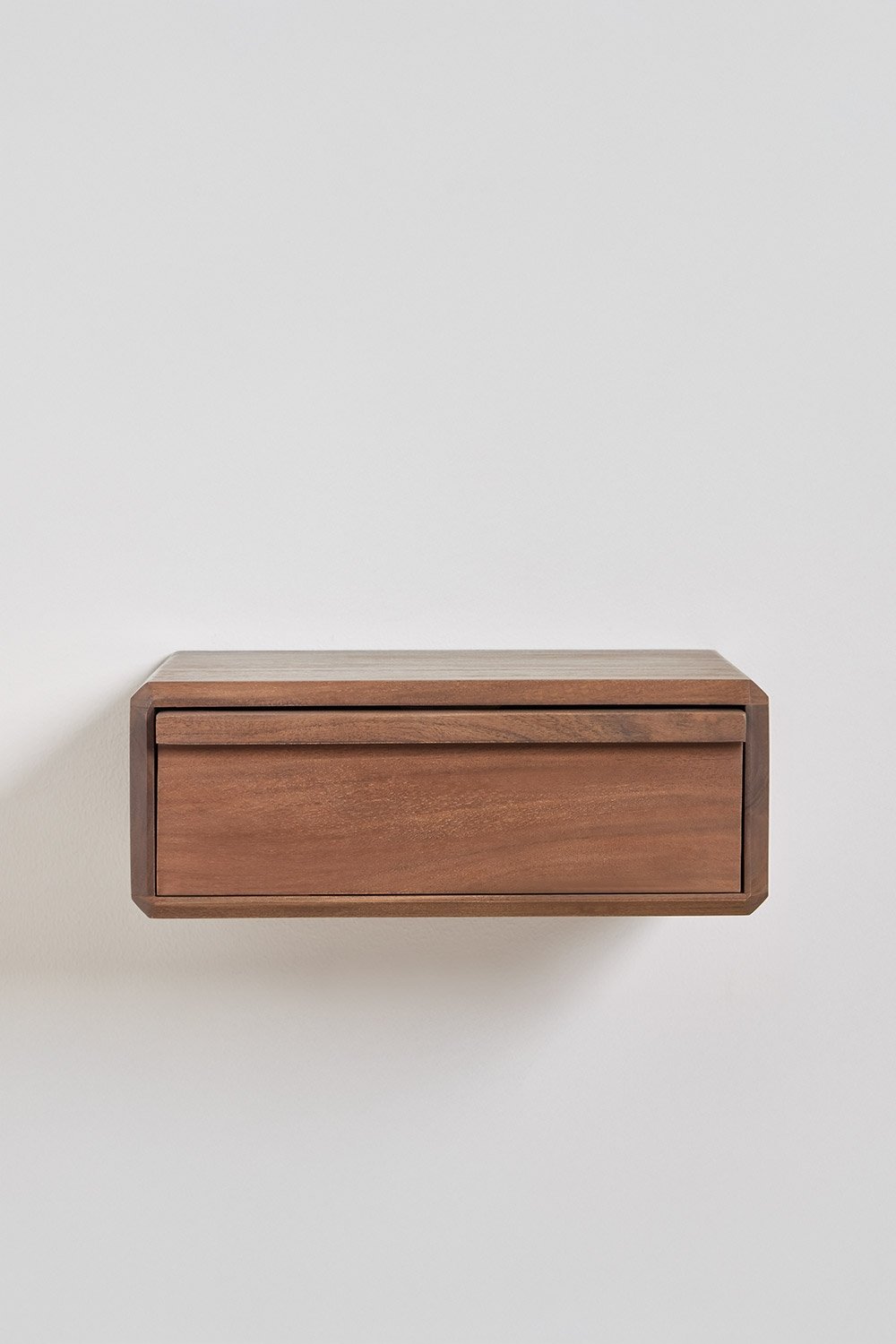 Mesita de noche flotante 40x30 cm en madera de acacia Nordilan, imagen de galer&iacute;a 4