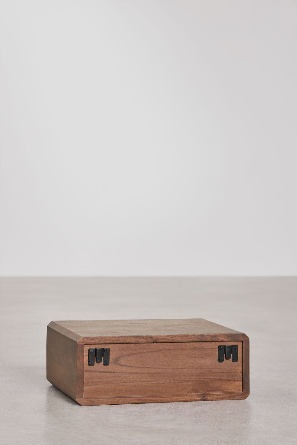 Mesita de noche flotante 40x30 cm en madera de acacia Nordilan, imagen de galer&iacute;a 7