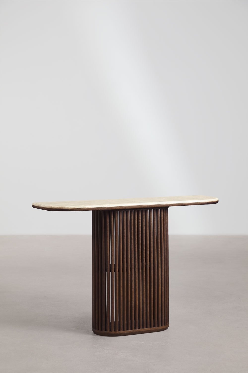 Consola recibidor rectangular 120x30 cm en madera de mango y piedra natural Talix, imagen de galer&iacute;a 3