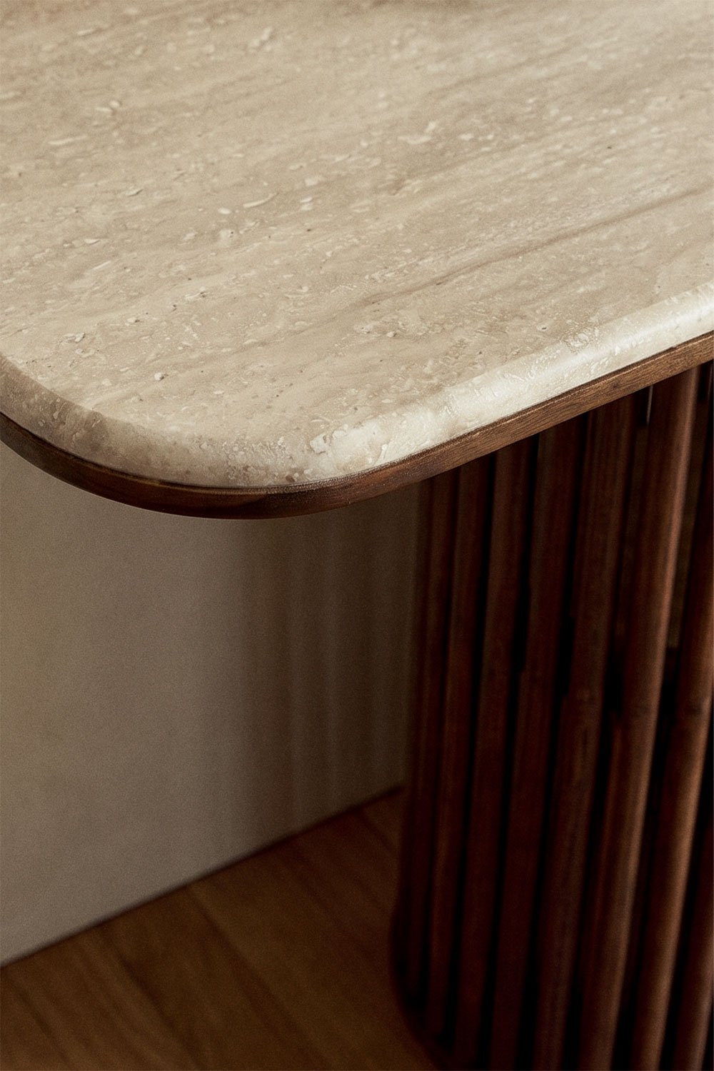Consola recibidor rectangular 120x30 cm en madera de mango y piedra natural Talix, imagen de galer&iacute;a 2