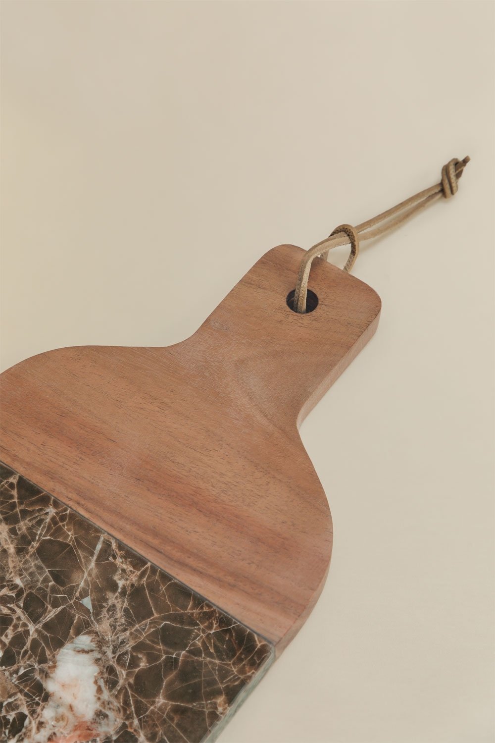 Tabla para servir 40x20 cm en madera de acacia y mármol Zevaru, imagen de galer&iacute;a 5