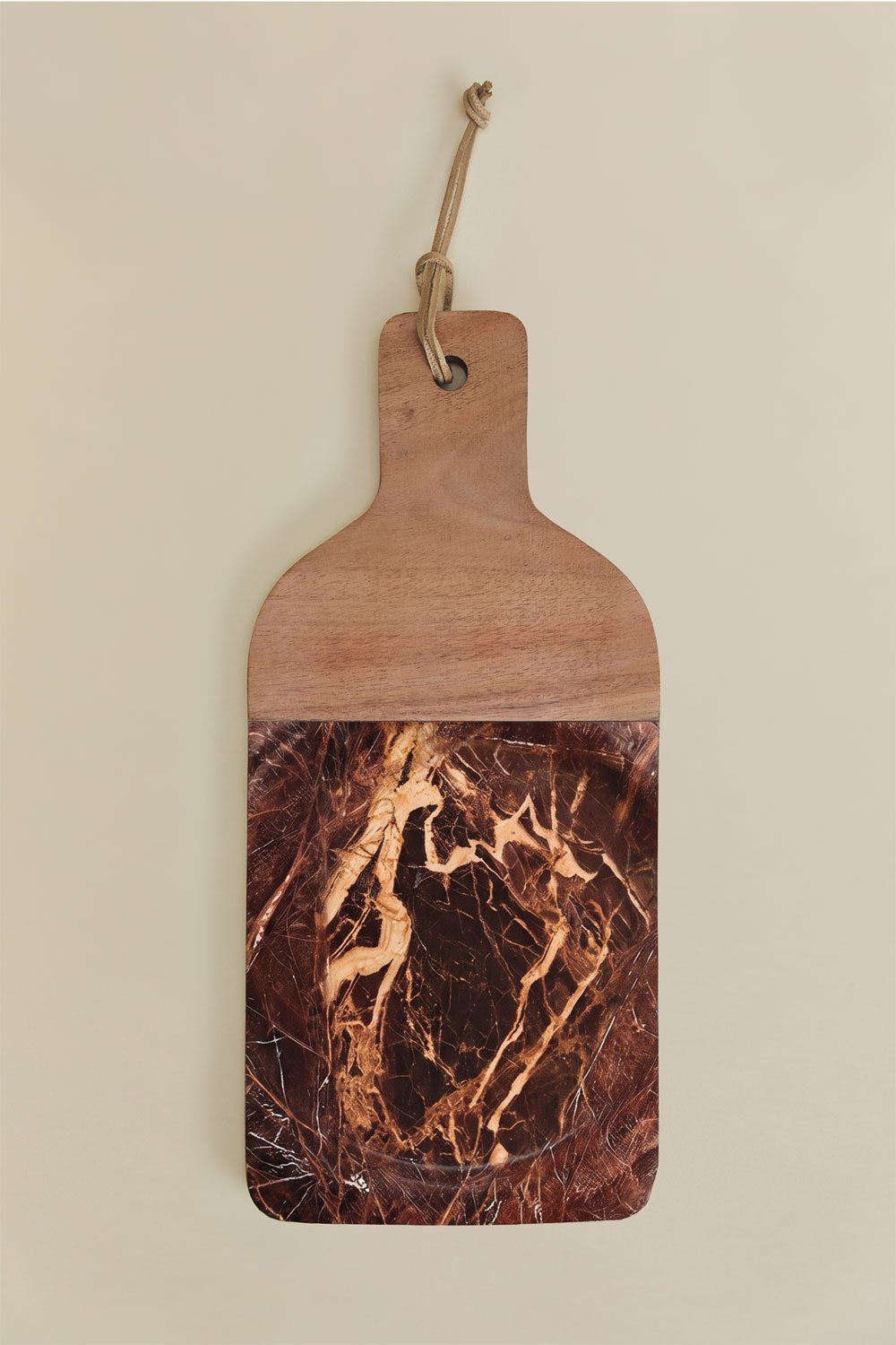 Tabla para servir 40x20 cm en madera de acacia y mármol Zevaru, imagen de galer&iacute;a 3