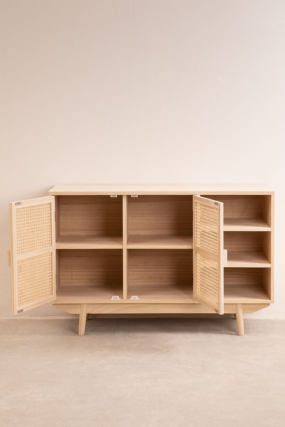 Aparador rectangular 100x40 cm en madera natural con 2 estantes Ralik, imagen de galer&iacute;a 5