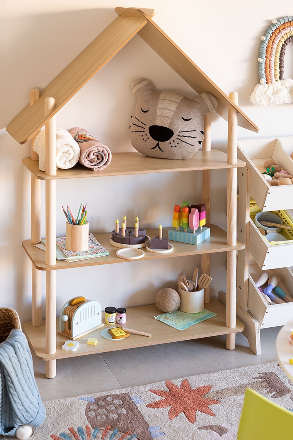 Conjunto de 3 estanterías de pared resistentes de madera de abedul para  habitaciones infantiles