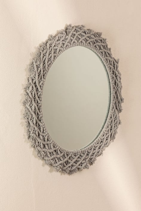 Espejo de Pared Redondo en Macramé (Ø70 cm) Gael