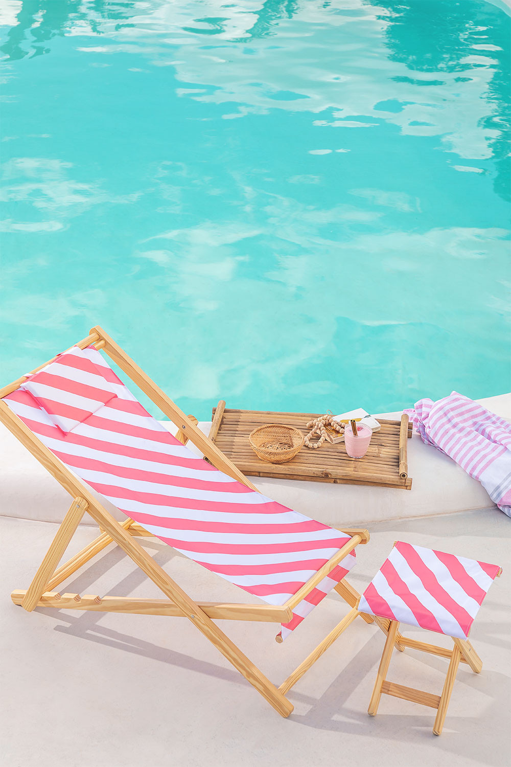 Set de Hamaca y Taburete Plegable en Madera Lyon - SKLUM