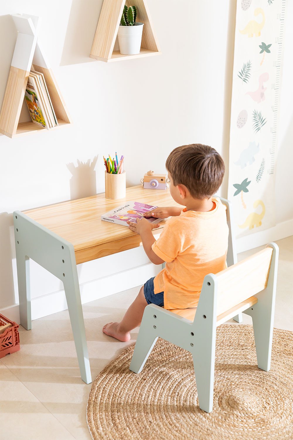 Ensemble table et chaise en bois pour enfants Blaby  SKLUM