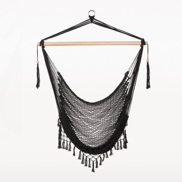Fauteuil Suspendu En Bambou Thana Noir - Sklum