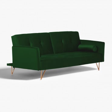 Canapé Inclinable 3 Places En Velours Jehrd Velours Vert Jungle - Sklum