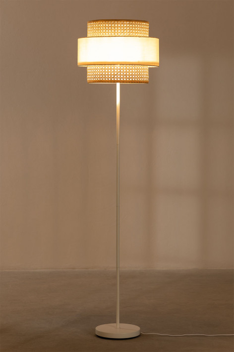 Lampadaire en rotin et fer Satu