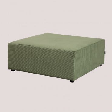 Modules Pour Canapé En Velours Côtelé Kata Vert Militaire & Pouf - Sklum