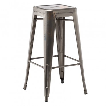 Tabouret Haut En Acier Lix Brossé Gris Chromé & ↑75 Cm - Sklum