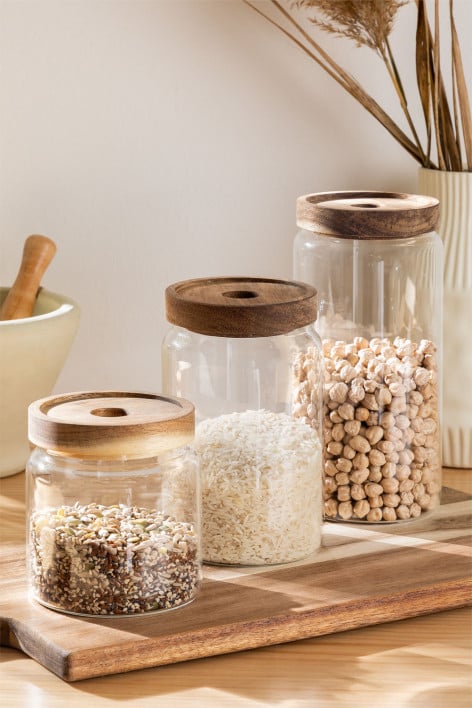 Set de 3 bocaux en verre Anwas