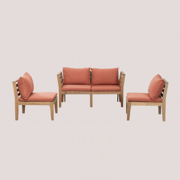 Canapé De Jardin Modulable 4 Pièces Avec Accoudoirs En Bois D'acacia Filips Terracota - Sklum