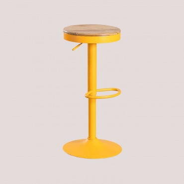 Tabouret Haut Réglable Bardder En Acier Et Bois D'orme Orange Abricot - Sklum