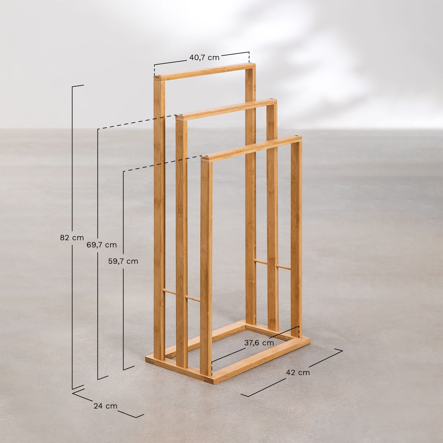 Porte-serviettes en bambou heyki, mesures