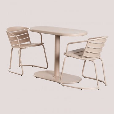 Ensemble Avec Une Table Ovale & 2 Chaises De Jardin Janti Beige Nude - Sklum