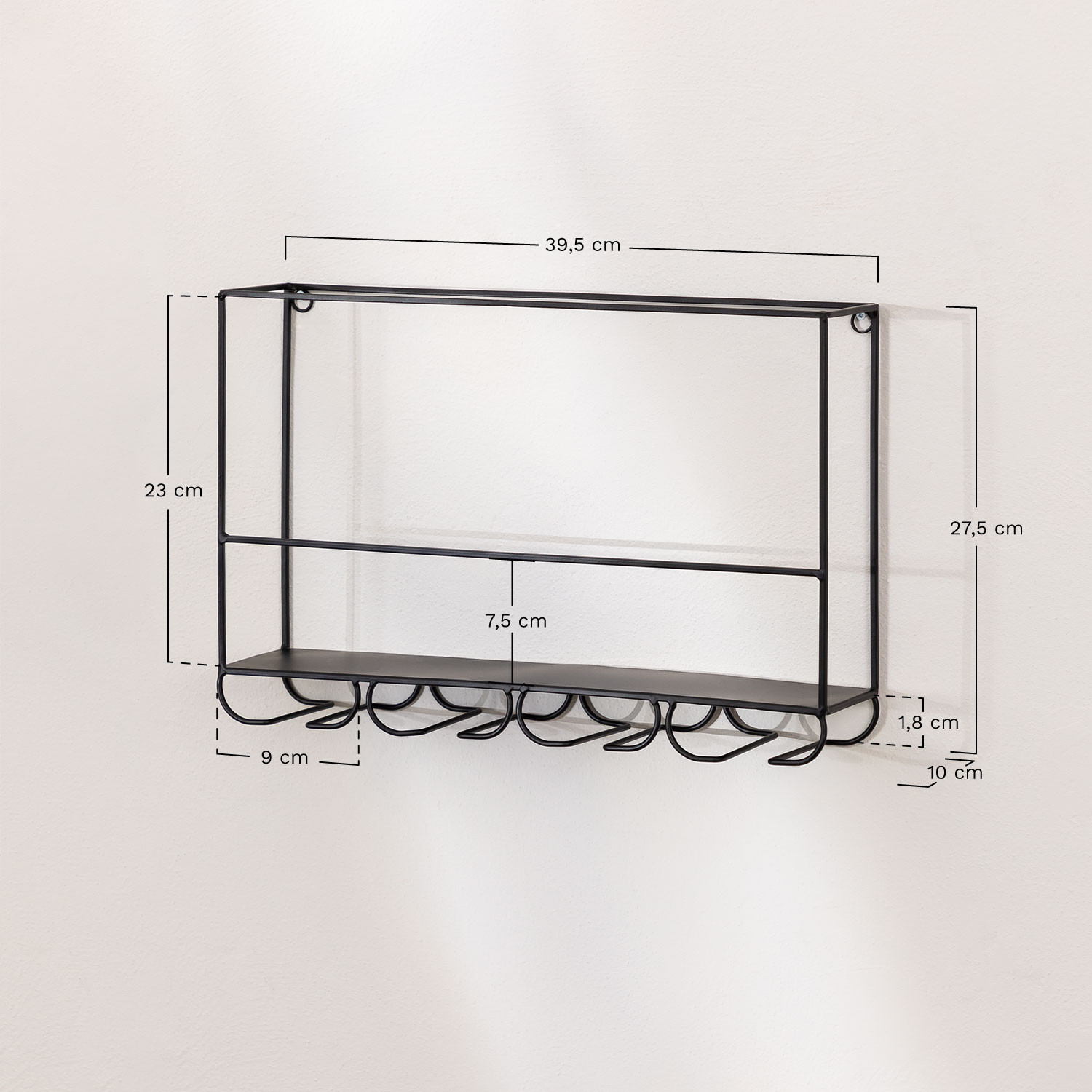 Porte-bouteilles mural pour 4 bouteilles avec support pour verres Parker -  SKLUM