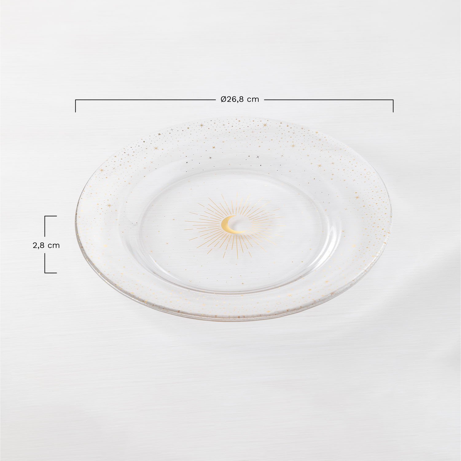 Pack de 4 assiettes plates en verre Byron, mesures