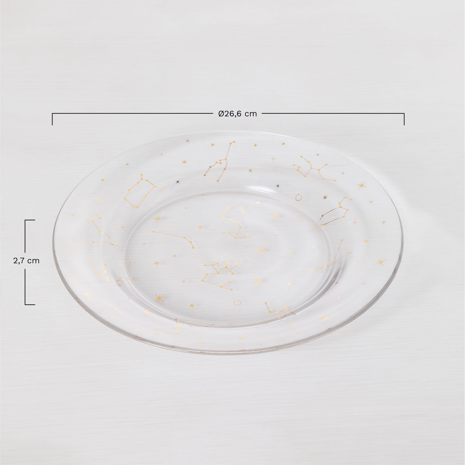 Pack de 4 assiettes plates en verre Lyra, mesures