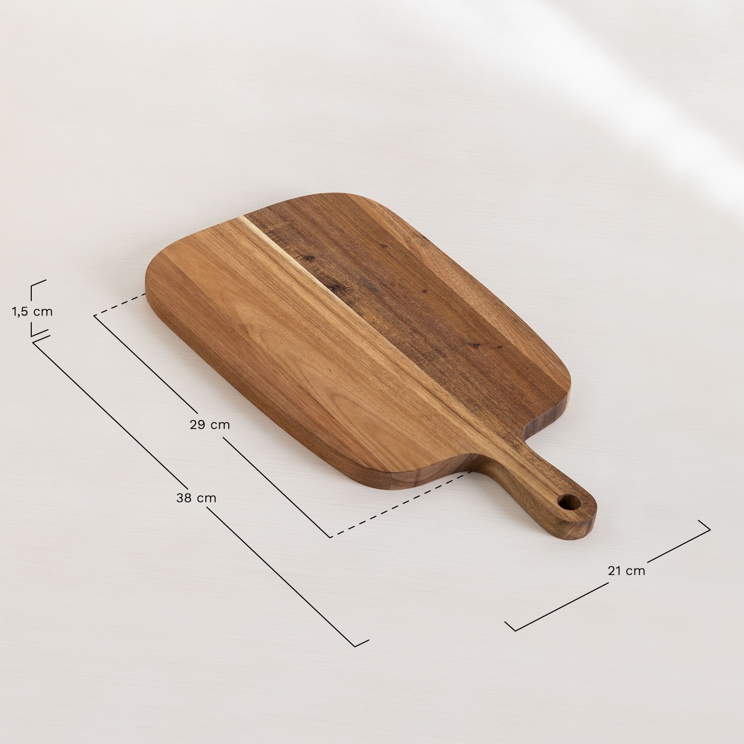 Planche à découper en bois d'acacia Bera, mesures