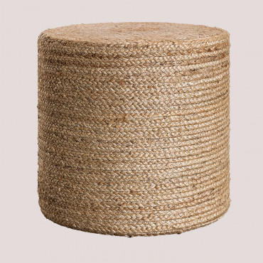 Pouf Rond En Jute Fime Naturel - Sklum