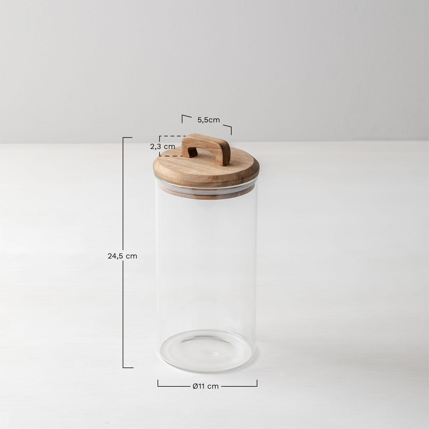 Bocal en verre Roser, mesures