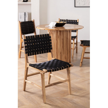 Chaise de salle à manger en bois de teck de style Diama 