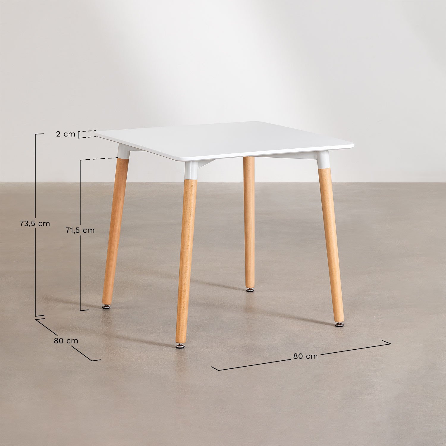 Set de Table Royal (80x80) et 4 Chaises Royal, mesures