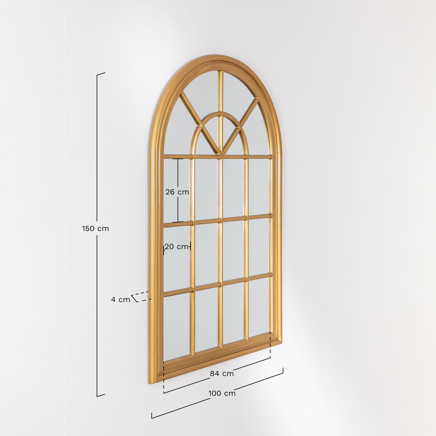 Miroir Mural en Bois Effet Fenêtre (100x150 cm) Lena - SKLUM