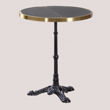 Table De Bar Ronde Ø60cm En Grès Venezia Black Noir - Sklum