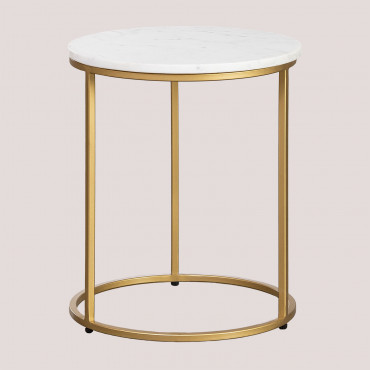 Table D'appoint En Marbre (ø37 Cm) Kaley Marbre Blanc - Sklum