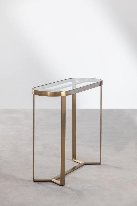 Meuble TV Ajustable En Verre Et Métal - Marque TOP - Occasion
