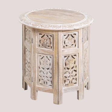 Table D'appoint Pliante En Bois De Manguier (ø44,5 Cm) Kasira Design Bois Blanc Vintage - Sklum