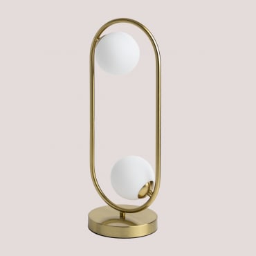 Lampe De Table En Métal Avec 2 Boules En Verre Blaise Doré - Sklum