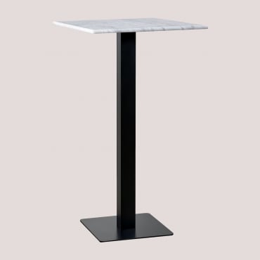 Table Haute De Bar Carrée 60x60 Cm En Marbre Livanto Marbre Blanc & Noir - Sklum