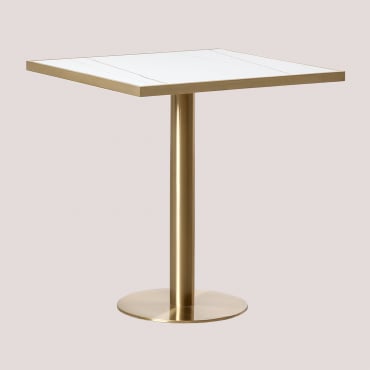 Table De Bar Carrée 70x70cm En Grès Manhattan Blanc - Sklum