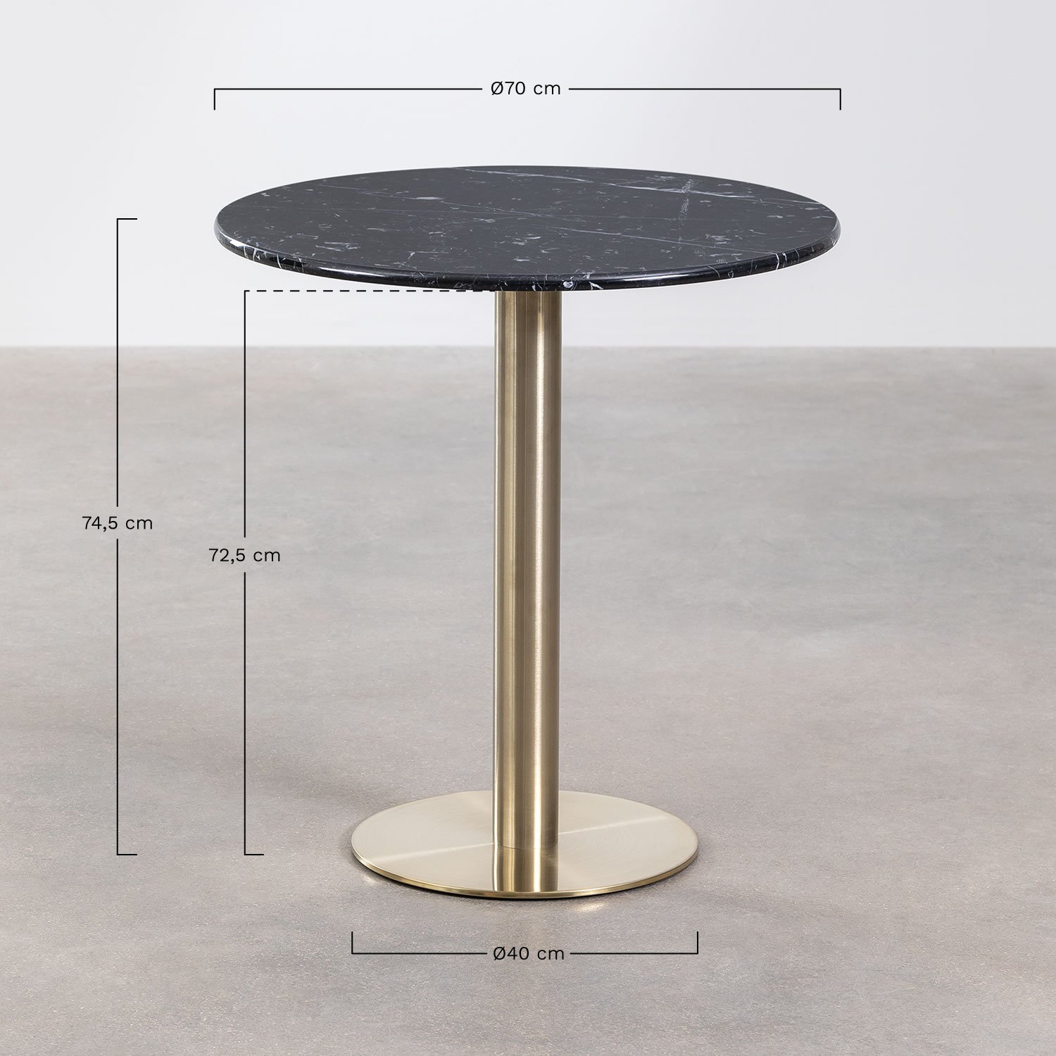 Table de Bar Ronde en Marbre Cosmopolitan, mesures
