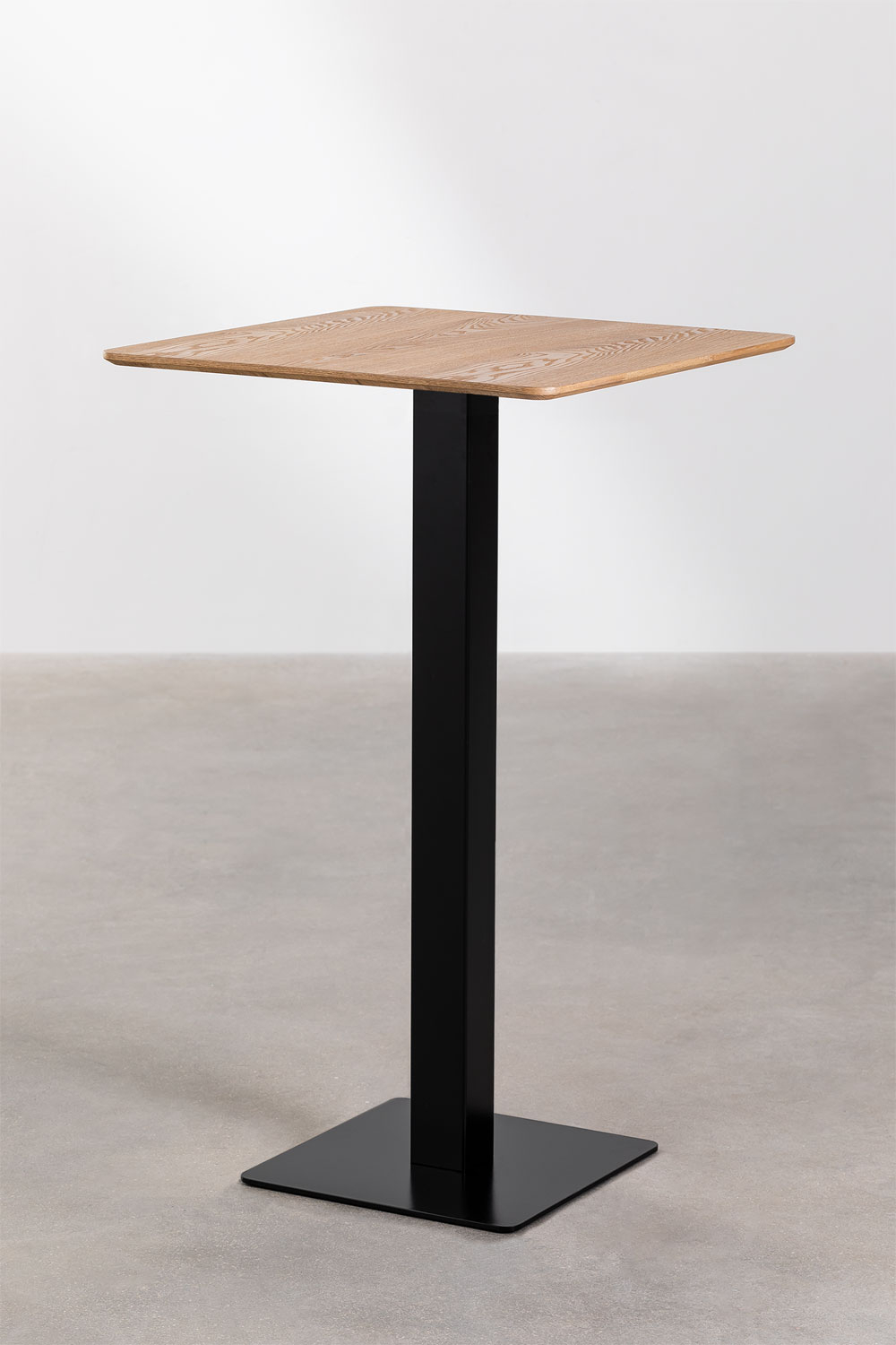 Table De Bar Carrée 80x80 Cm En Bois Massif De Sapin - Pied Central, Finition Havane, Pour Intérieur/extérieur Abrité - 5